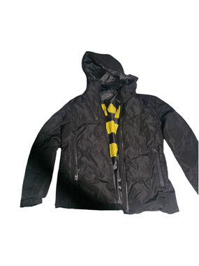 Men's Unbranded Black and Yellow Puffer Jacket Size L